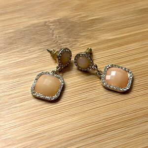 Peach and Gold Tone Earrings